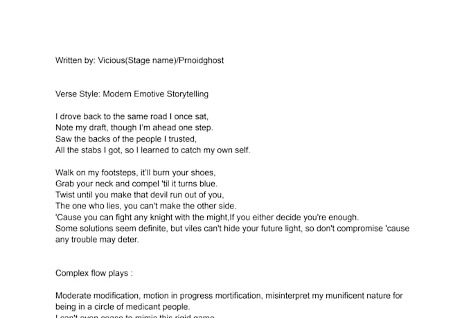 write professional english rap lyrics or hip hop verses